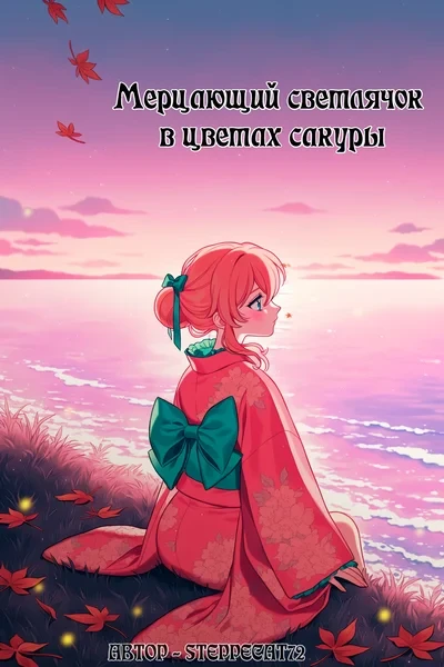 Мерцающий светлячок в цветах сакуры