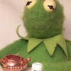 Frog drinking tea