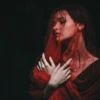 girl in dark red